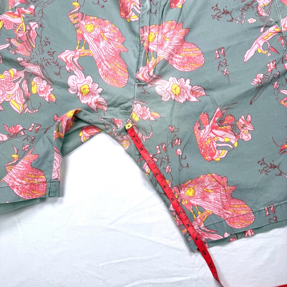 Zara Man Floral Shorts Men's 36 Gray Pink Flat Front Casual Summer - Picture 6 of 9